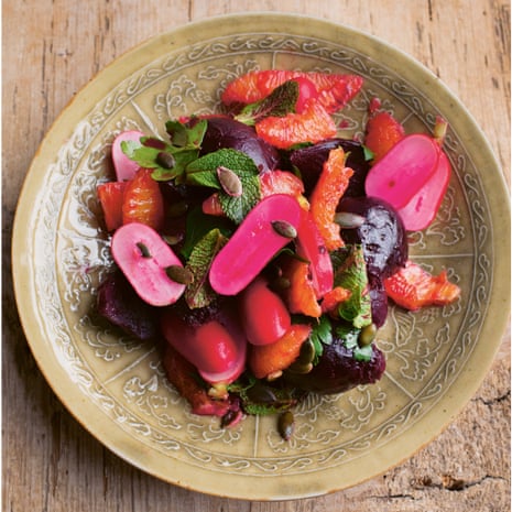‘Bright flavours for a cold day’: beetroot, blood orange, radish.