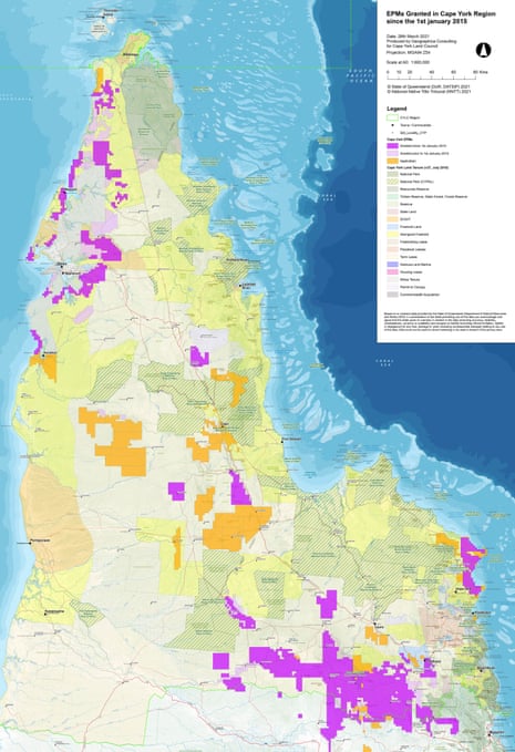 This map, produced for the Cape York Land Council, shows the extent of new mining exploration permits granted (and applications made) since 2015.