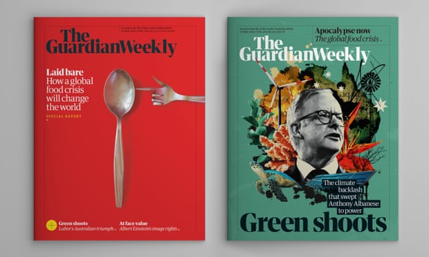 The dual covers of the 27 May edition of the Guardian Weekly.