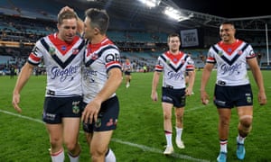 Roosters players at full-time
