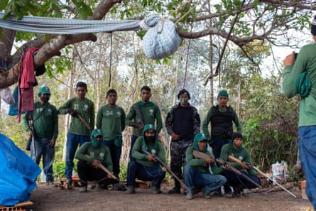 The Forest Guardians prepare to set off on a recent mission cracking down on illegal loggers operating in the Araribóia territory