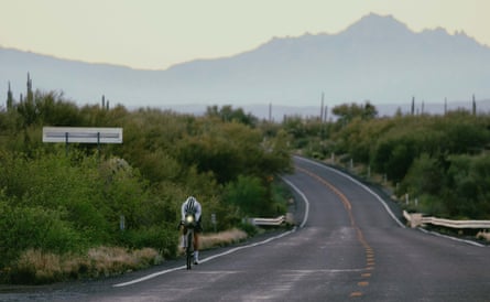 Lael Wilcox during a training ride in Arizona.