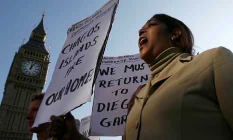 Demonstrator demanding her return to the Chagos Islands during a protest outside the Houses of Parliament