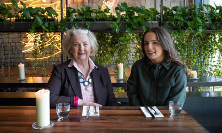 June and Shelby sitting at a restaurant table