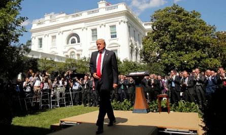 Trump after announcing the US would withdraw from the Paris Climate Agreement at the White House in DC in June 2017.