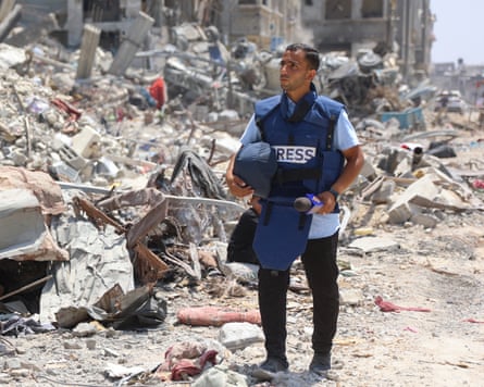 Anas al-Sharif reporting in Gaza City