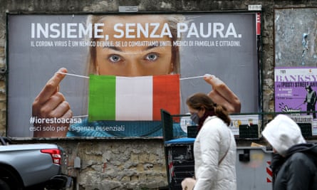 A billboard in Naples reads: ‘All together, without fear’