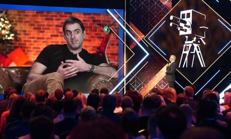 Ronnie O’Sullivan (screen) is interviewed by Gary Lineker during the BBC Sports Personality of the Year Awards.