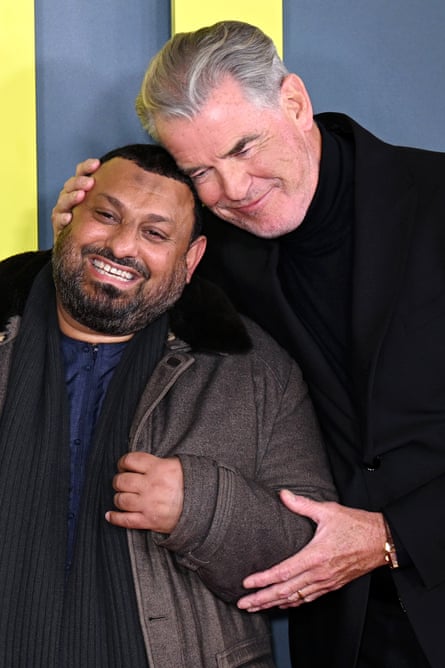 Naseem Hamed and Pierce Brosnan at the gala screening of Giant in London this week