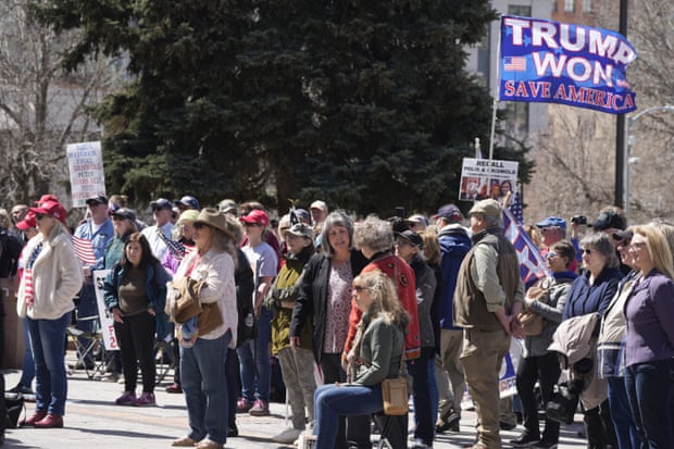 Rally call for free and fair elections in Colorado on April 5 at the State Capitol in downtown Denver.