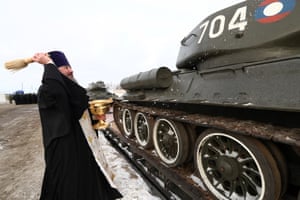 Naro Fominsk, RussiaPriest blesses thirty Soviet WWII-era T-34 battle tanks. Laos’ Defence Ministry handed over the tanks as part of the Lao-Russian military cooperation programme. The tanks are to be used in military parades and films about the Second World War