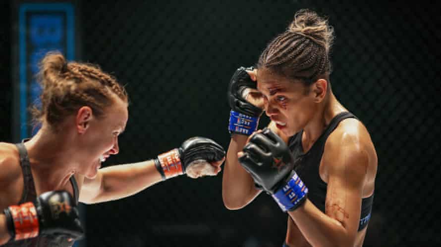 Put ’em up … Valentina Schevchenko and Halle Berry in Bruised.