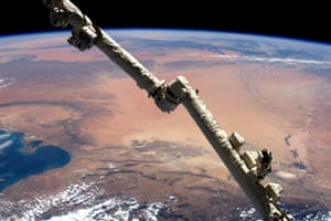 Tunisia, AfricaI never imagined a desert could look so magnificent. Taken over Tunisia, looking southeast towards Libya. The ISS robotic arm in the foreground is extended ready for cargo vehicle operations.