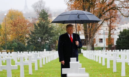 Donald Trump takes part in the commemoration ceremony for Armistice Day, 100 years after the end of first world war in Paris, France, on 11 November 2018.