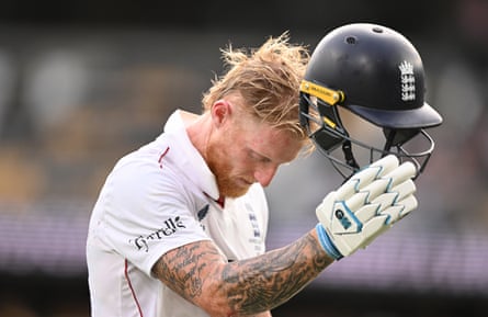 Ben Stokes walks off after his dismissal by Australian bowler Michael Neser in Brisbane