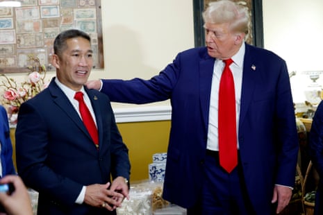 Donald Trump with his hand on Hung Cao's shoulder during an event in August 2024.
