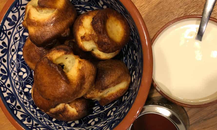 Home comforts: Yorkshire pudding with cream and golden syrup.