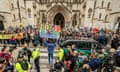Julian Assange supporters outside the Royal Courts of Justice in London