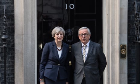 Theresa May with European Commission president Jean-Claude Juncker, April 2017