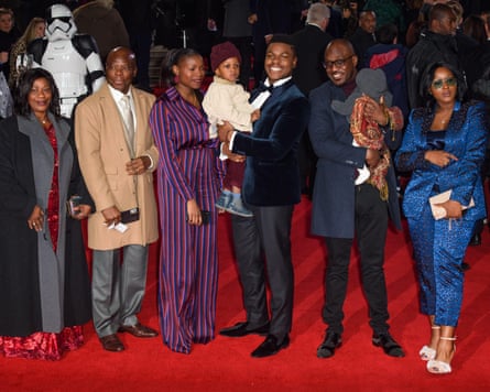 … and with his family at the London premiere of Star Wars: The Last Jedi, 2017.