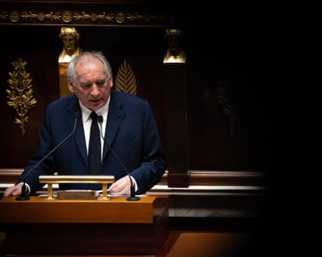 French prime minister François Bayrou delivers his general policy statement prior to a confidence vote over budget cut plan in Paris, France.
