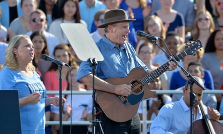 Taylor performing at a campaign event in 2016 for Democratic presidential nominee Hillary Clinton in North Carolina.
