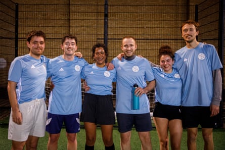Poppy Noor (centre) with her team Pingwood at Somers Town Community Sports Centre in north London.