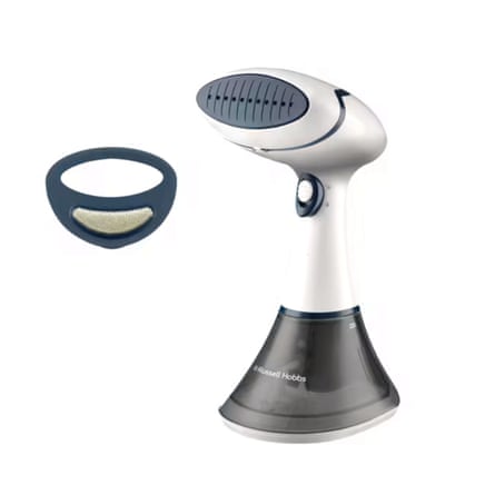 Handheld clothes steamer and attachment.
