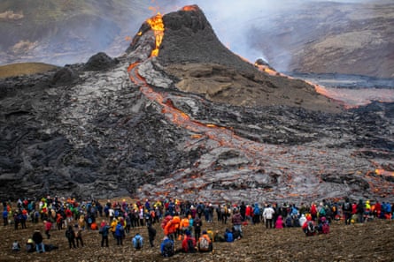 Almost 45,000 people have visited the Fagradalsfjall volcano since it erupted on 19 March.