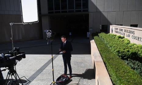 A lone reporter is seen outside the high court in Brisbane on Tuesday as the George Pell decision was being made