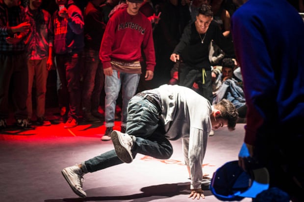 A breakdancer performs in Sousse, Tunisia