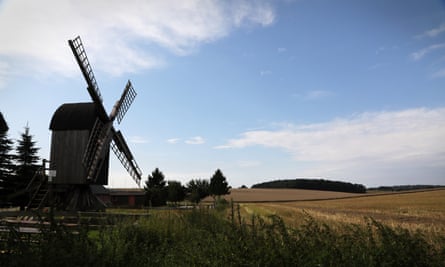 Windmill and wheat fields on Rugen island.