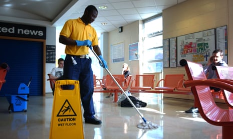 Hospital cleaner at work