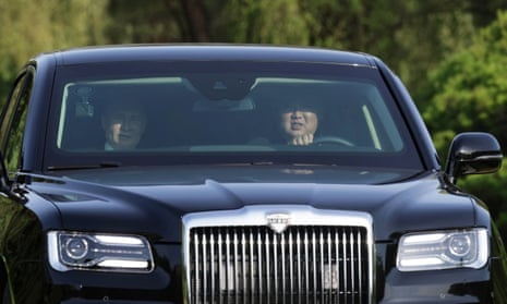 Another picture from the visit shows Kim driving the car with Putin in the passenger seat.