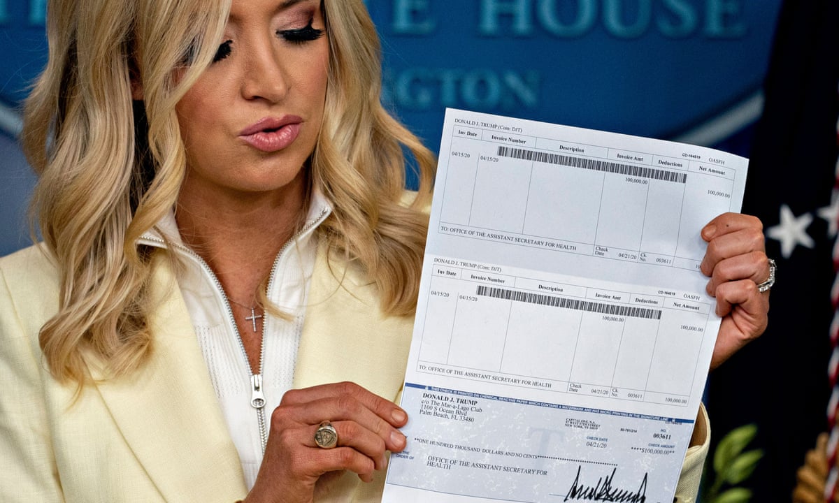 Donald Trump Press Secretary Inadvertently Reveals President S Bank Details Us News The Guardian
