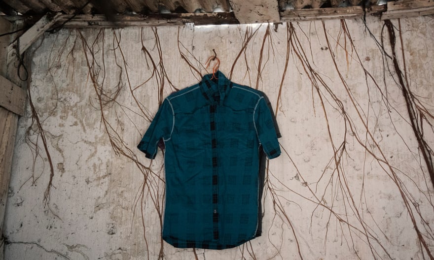 A hanged shirt inside building burned down during the May 1998 riot in the Chinatown, Glodok, West Jakarta