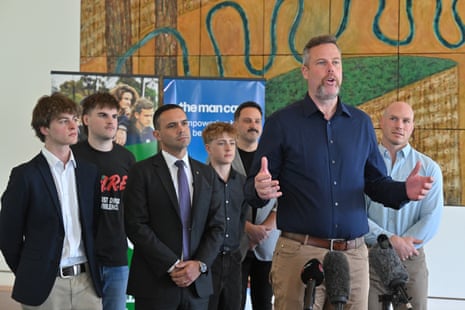 Aaron Violi, Dan Repacholi and David Pocock at an event today at Parliament House