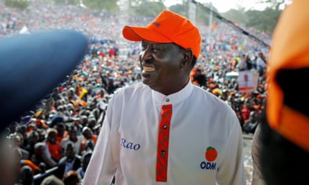 Raila Odinga at a rally on Saturday.