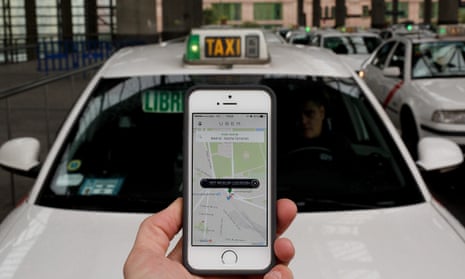 Uber at work in Madrid, Spain.