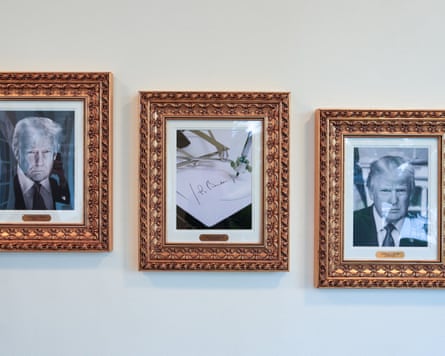 Joe Biden’s signature is displayed in place of his portrait at the White House.