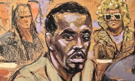 a courtroom sketch shows a man in court