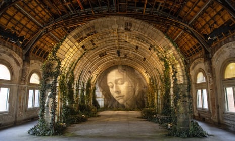 The installation Time by artist Rone in Flinders Street Station's third floor and ballroom.