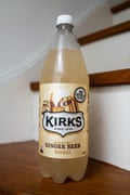 A plastic bottle of Kirks Ginger Beer.
