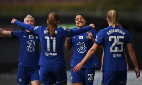 Sam Kerr is congratulated after grabbing her second goal of the match.