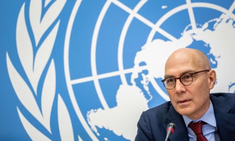 Volker Türk, the UN high commissioner for human rights, speaking at a press conference at the UN offices in Geneva, Switzerland, on 9 December 2022.