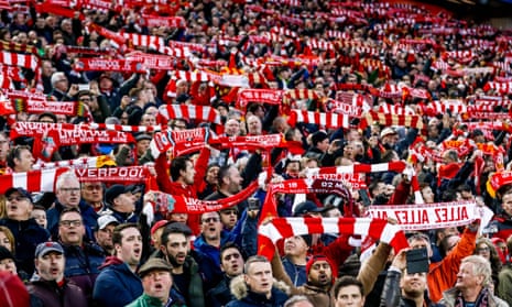 Liverpool supporters before a Champions League match against AS Roma