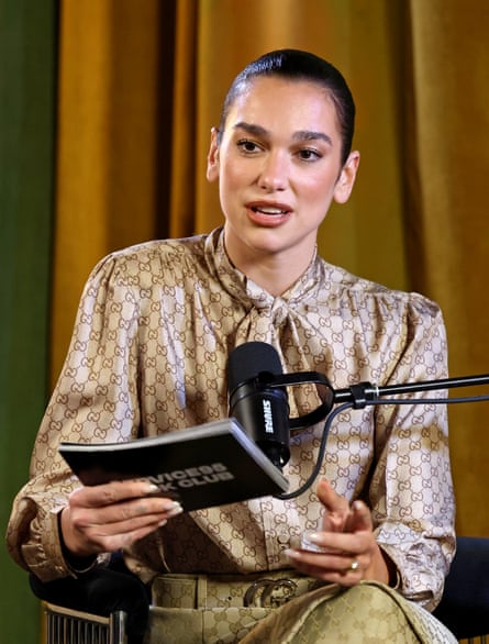 Dua Lipa speaking at an event