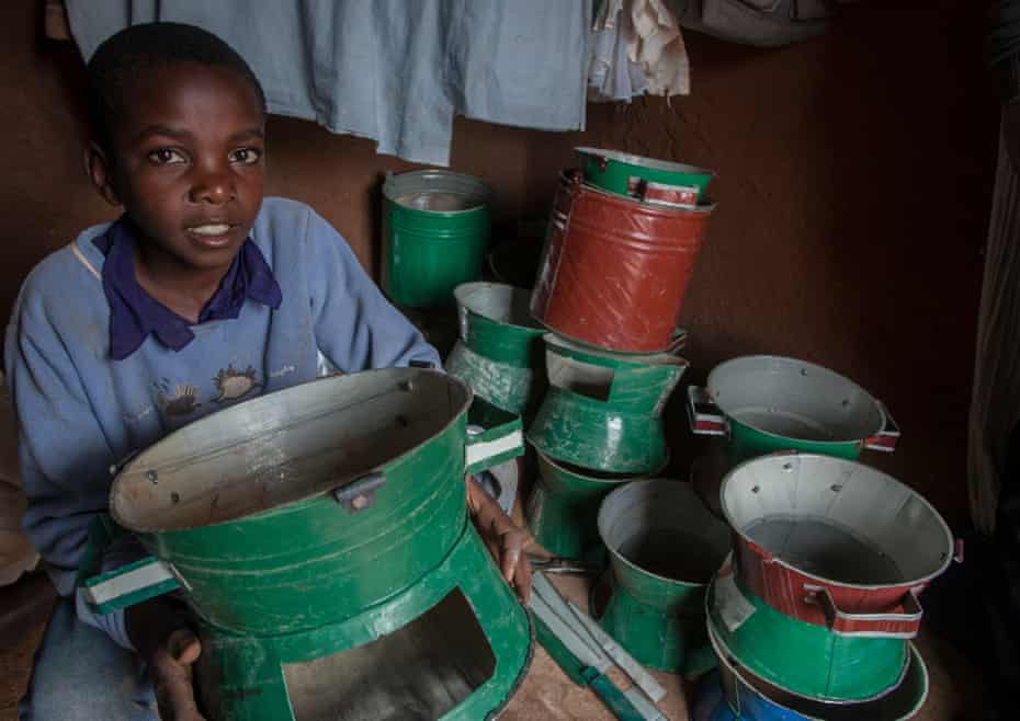 Gift Phiri makes up to 10 cooking stoves a day after school.