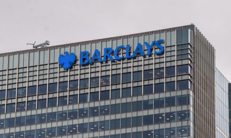 A photo of the Barclays headquarters in Canary Wharf, London.