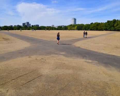 A view of a completely dry Hyde Park as drought conditions continue